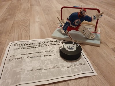 Eishockey Puck signiert von Nikolai Khabibulin inkl Sertifikat & Eishockey Figur