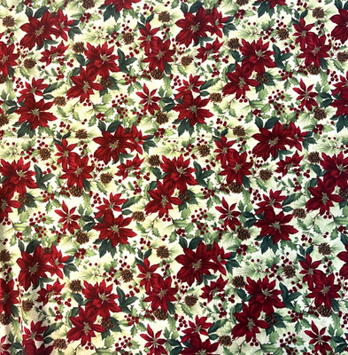 2 Yds Winter Impressions Hoffman Fabric Cotton Poinsettias 44'' Wide Christmas