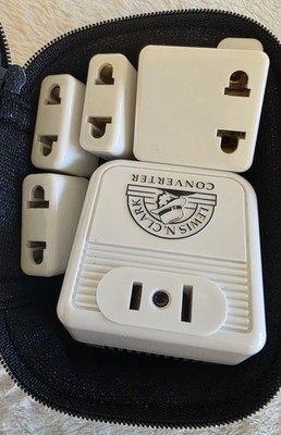 Lewis N. Clark Travel Dual Voltage Converter Kit Adapter Plugs Case Vintage