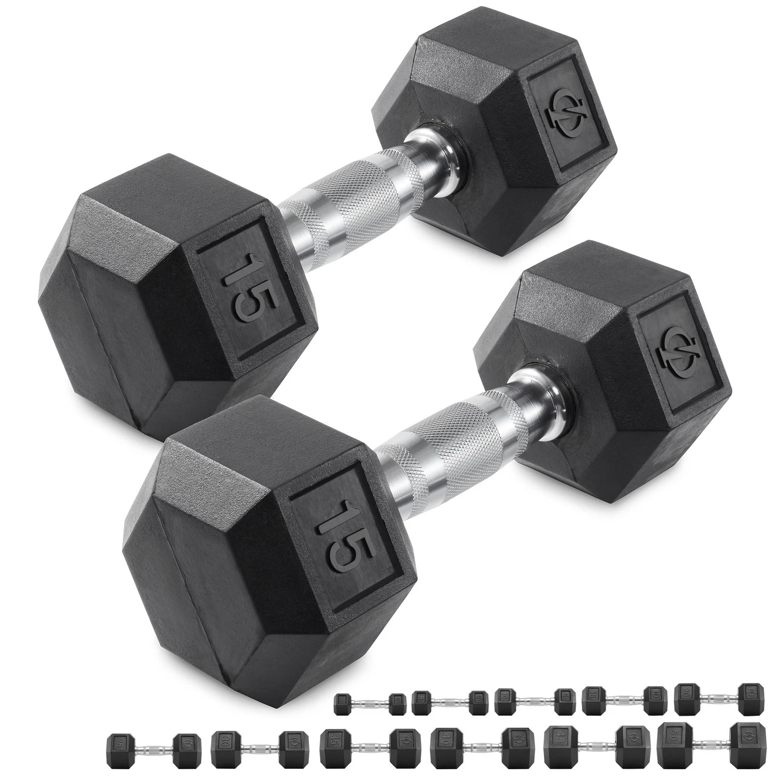 Pair of Rubber Coated Hex Dumbbell Hand Weight Set, 3 lb to 50 Pound
Opens in a new window or tab