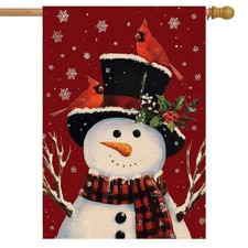 Snowman with Scarf Christmas House Flag 28x40 Inch Double Inch,