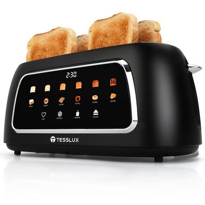 Tesslux 4 Scheiben Toaster mit Touchscreen-Steuerung, 1,5'' breit 4 Scheiben, schwarz