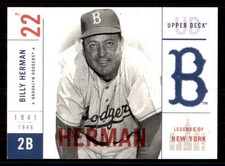 2001 Upper Deck Legends of New York #1 Billy Herman Brooklyn Dodgers