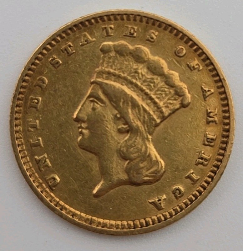 1874 Type 3 Indian Princess Head Gold Dollar $1