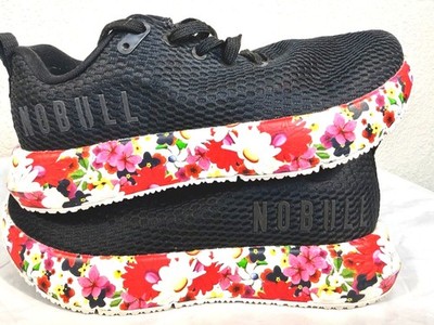 Nobull Mesh Black Superblossom Floral Bouquet Runner Sneaker Shoes M6.5 W8