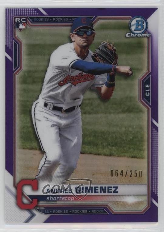 2021 Bowman Chrome Purple Refractor 64/250 Andres Gimenez #12 Rookie RC 4d3