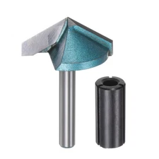 V-Groove Router Bit 1.3" Dia 6mm Shank 120 Degree with Conversion Collets, Cyan