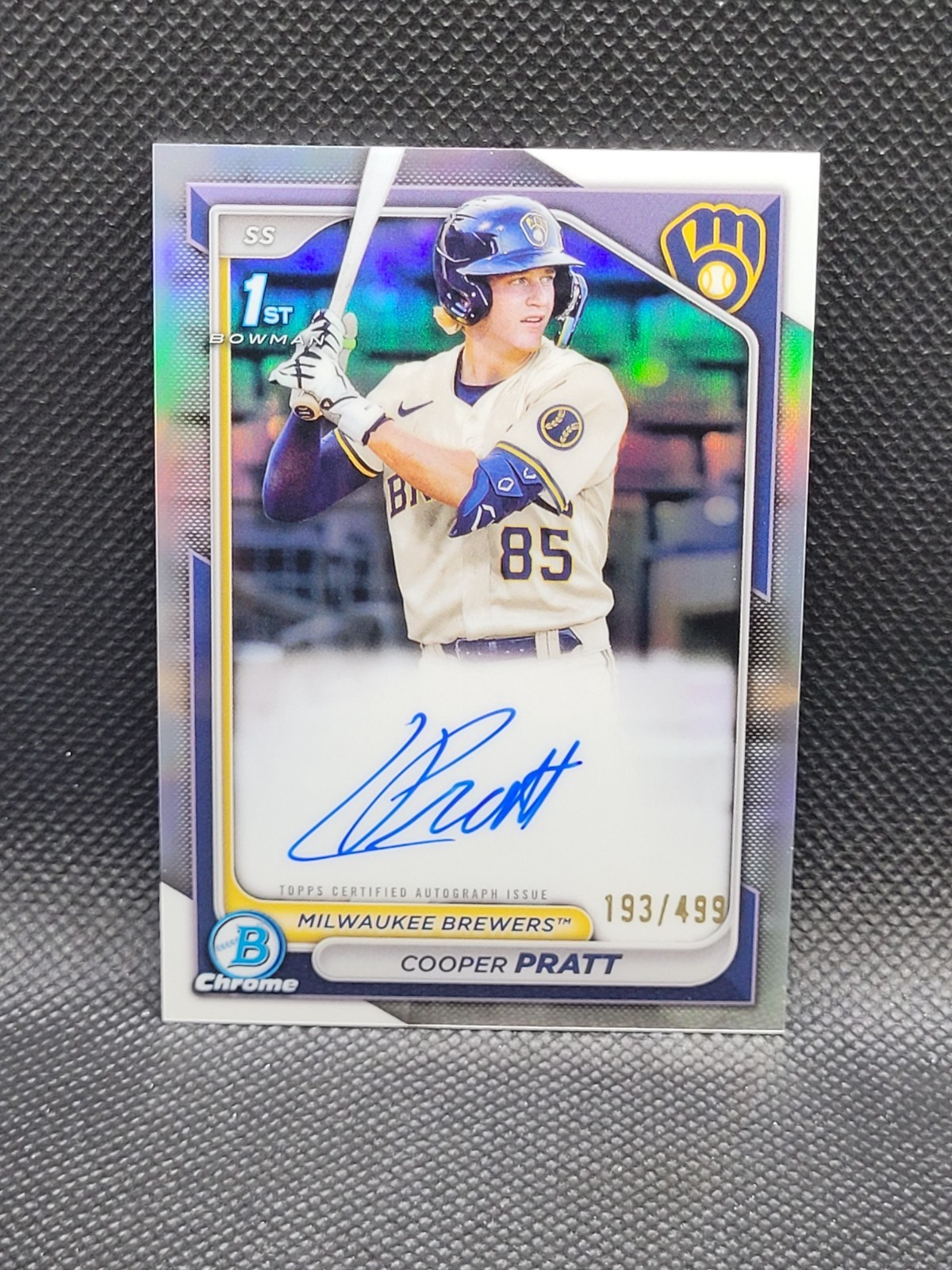 2024 Bowman Chrome COOPER PRATT refractor auto 193/499 - RC - 1st - Brewers