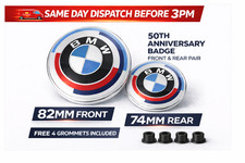 82mm + 74mm 50th Anniversary Bonnet Boot Badge Compatible With BMW 1 3 5 SERIES