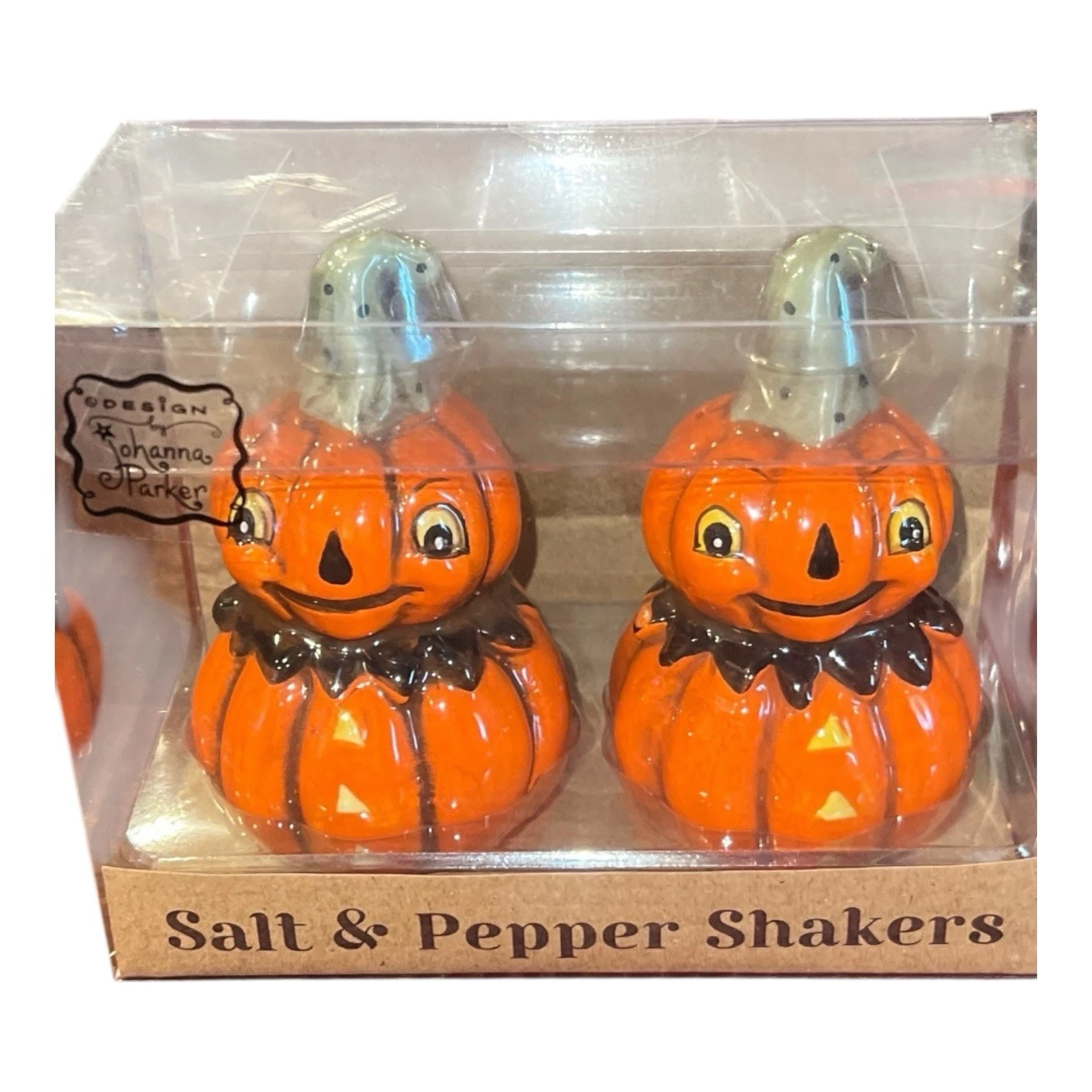 NIB Vintage Style Halloween Jack O Lantern Salt & Pepper Shakers Johanna Parker