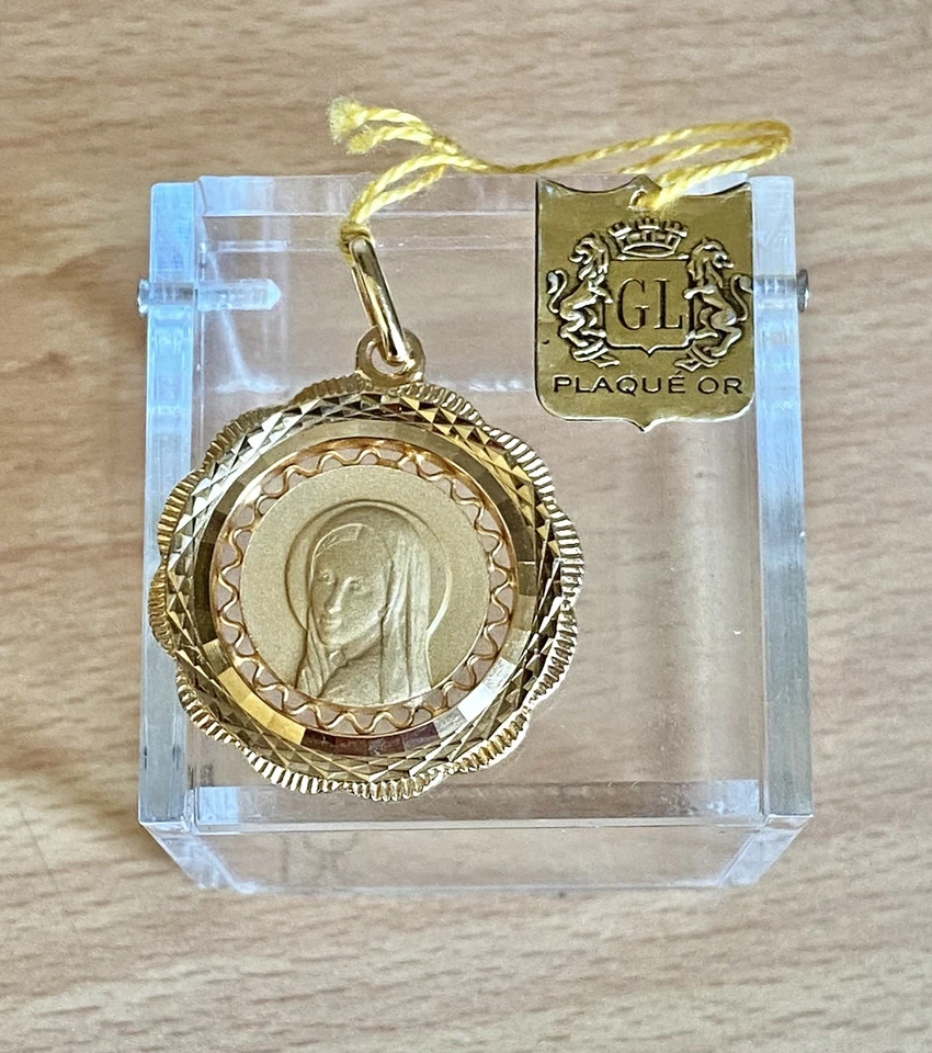 Ciondolo GL Placcato Oro - Madonna Miracolosa Medaglia Vergine Maria Pendente. - Immagine 4 di 4