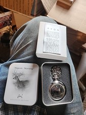 VINTAGE AVON MEN'S MAJESTIC MORNING AL AGNEW EXCLUSIVE EDITION DEER POCKET WATCH