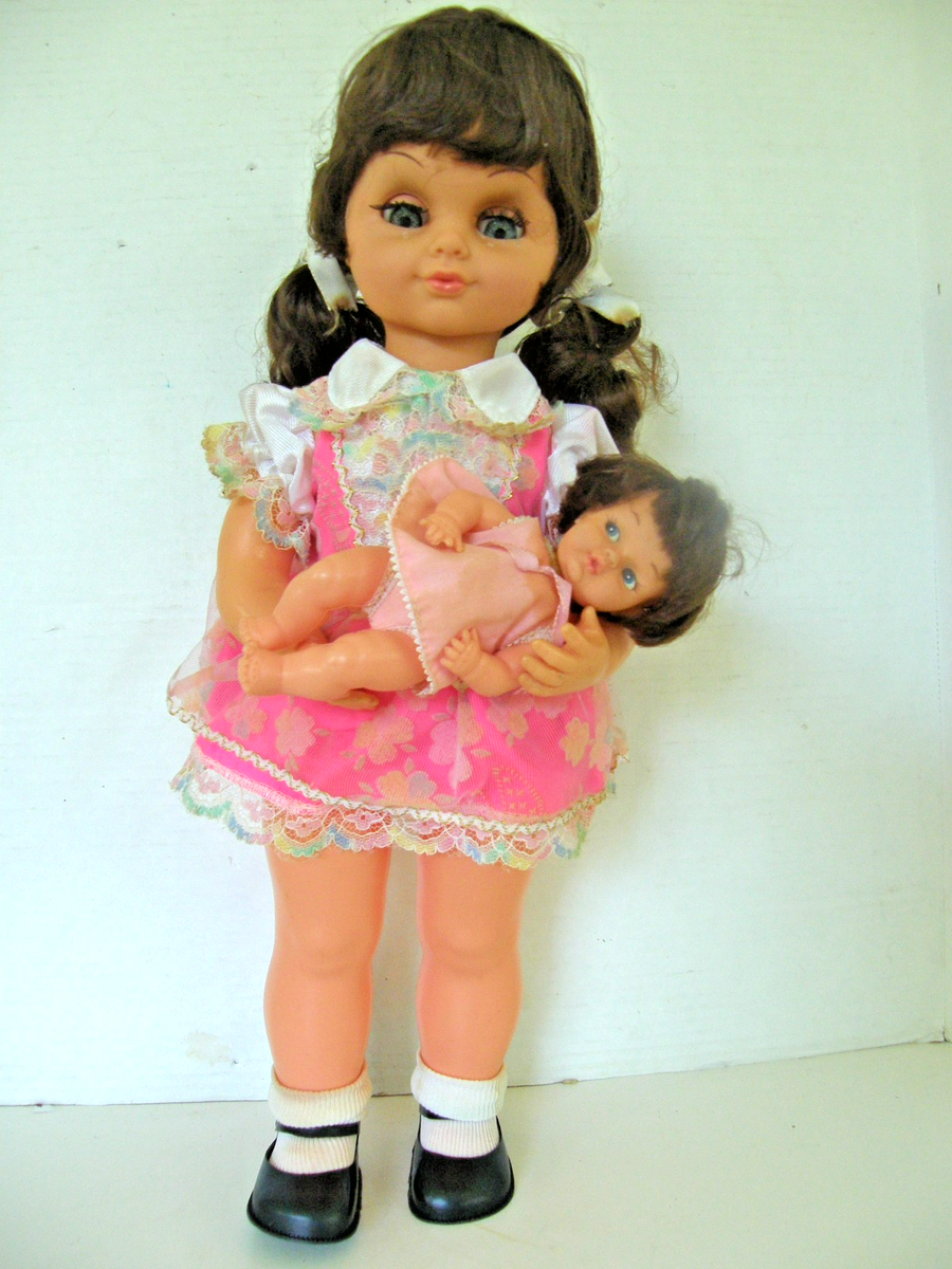 Vintage JANE & JENNY Musical Rocking 19” & 6” Dolls in ORIGINAL