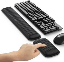 Ergonomic Keyboard and Mouse Wrist Rest Set Memory Foam Black