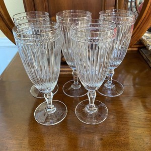 5 Set Waterford Hanover Marquis Crystal Beverage Silver Rim Glasses 8" Tall