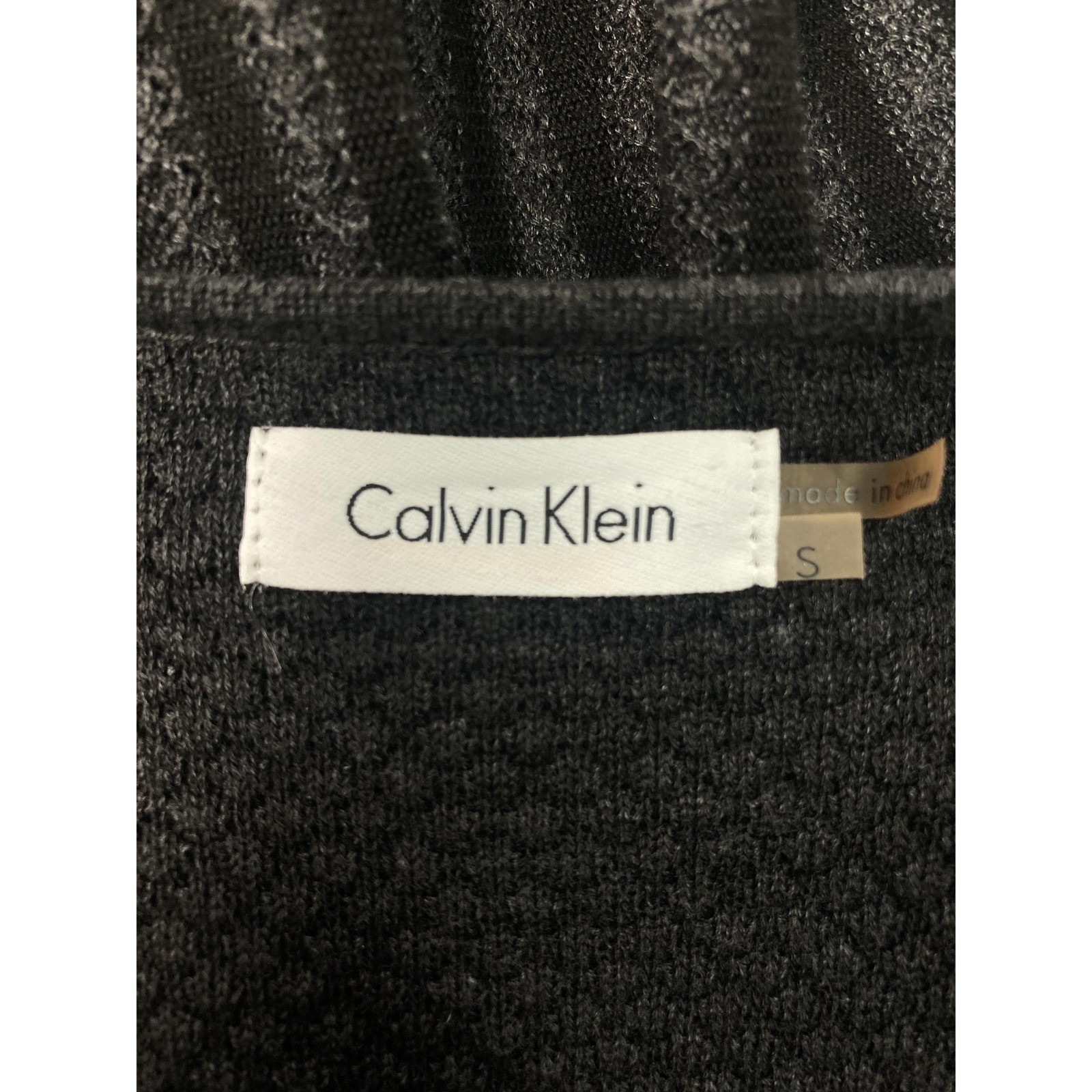 Calvin Klein Gray and Black Knit Skater Sweater Dress Small thumbnail 6