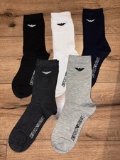 Image of Armani Men’s 5 Pack White Black Grey Navy Ankle Socks Size 6-11