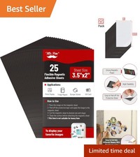 Adhesive Magnetic Sheets, 3.5" x 2", 25 Pack, Cuttable Magnets Flexible Magne...