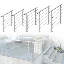 Stainless Steel Handrail Balustrade Stair Grab Rail 3/5 crossbars outdoor indoor