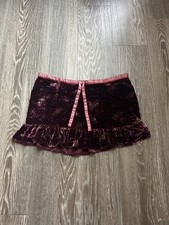 VTG Abercrombie Burgundy Velvet Floral Pleated Mini Skirt Y2K Coquette RARE