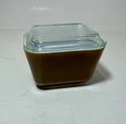Vintage Pyrex Woodland Brown 501B Refrigerator Dish With Lid  1-1/2 Cup EUC