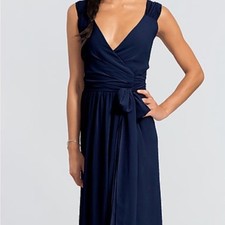 Ceremony by Joanna August "Newbury" Gathered Sleeve Chiffon Wrap Gown