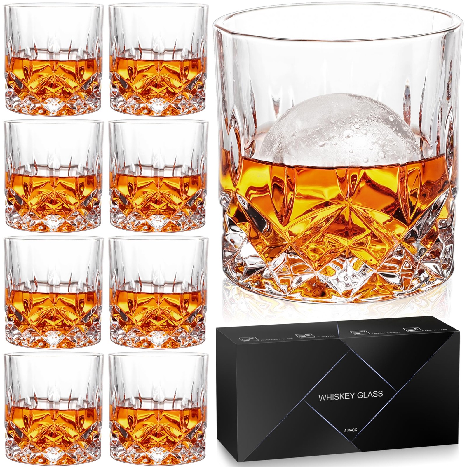 8-Piece 11oz Whiskey Glass Set with Gift Box - Buy 6 Get 2 Free