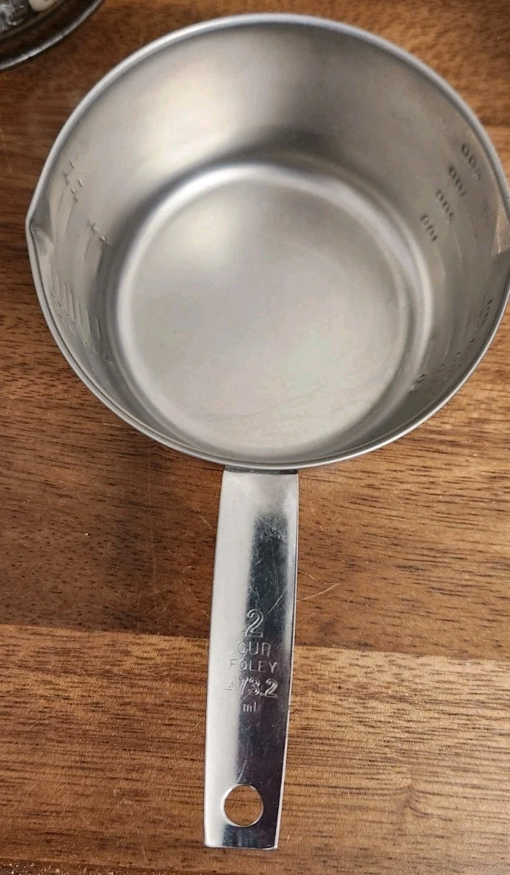 Vintage FOLEY 2 Cup Stainless Measuring Cup Spout Handle Lots Of Increments USA