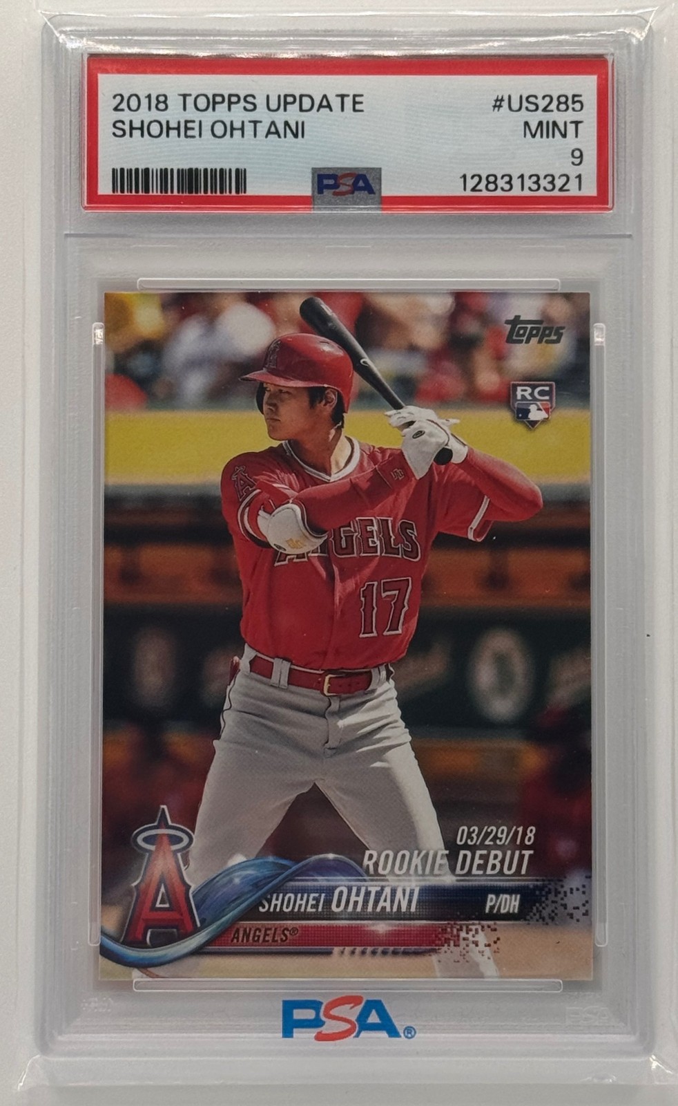 2018 Topps Update Shohei Ohtani #US285 RC Los Angeles Angels PSA 9