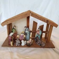 10 Piece Christmas Nativity Scene Manger Set Figures Not Removable *See Desc*