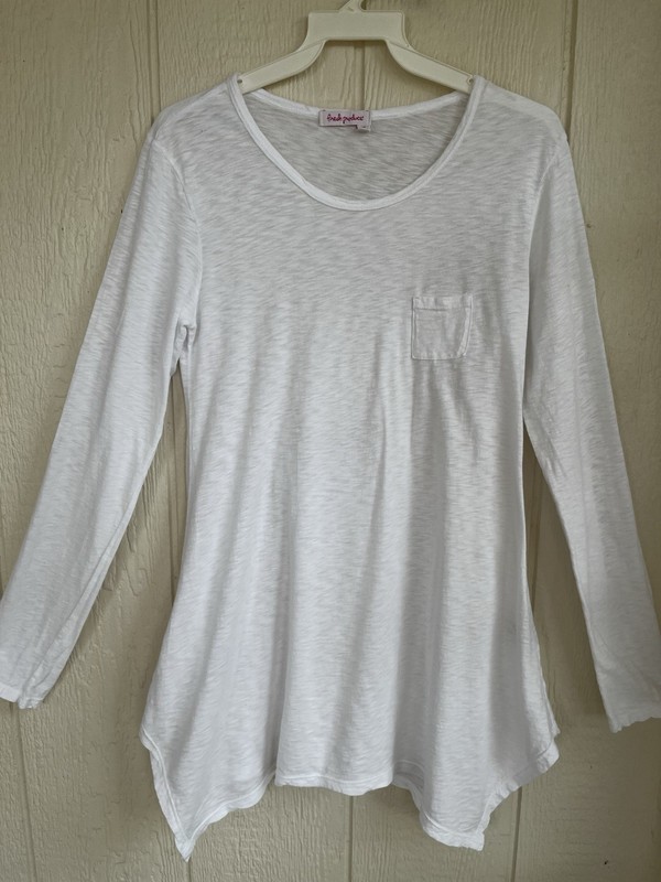 Fresh Produce T-Shirt Tee Tunic Womens XS Long Sleeve White Asymmetric Hem Top