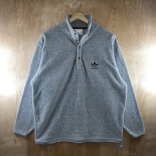 VINTAGE 80s ADIDAS TRE FOIL PULLOVER LOGO FLEECE SWEATSHIRT GRAY SIZE MEDIUM
