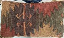 Kilim Wool-Blend Red Decorative Accent Throw Pillow Cover 22x13