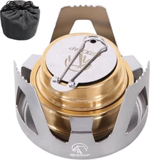 Mini Alcohol Stove for Backpacking, Lightweight Brass Spirit Burner with Alumini