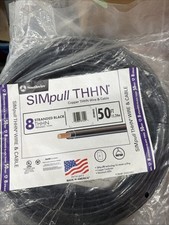 Southwire 20488330 Thhn Building Wire, Copper, 8 Awg 1C Black Stranded, 50’ Ae2