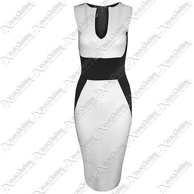 NEW WOMEN LADIES BLACK SIDE BODYCON MIDI DRESSES SLIMMING LOOK LONG PENCIL  DRESS | eBay