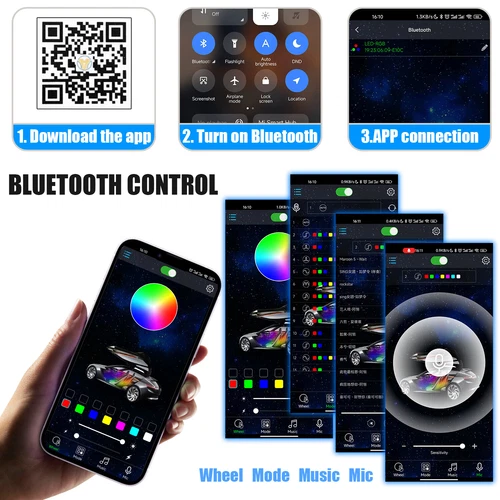 Pack of 4 15.5'' RGB Wheel Ring Lights LED Light For Truck Car Rim Lights APP - Picture 8 of 12