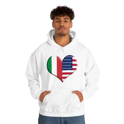 Italian American Flag Hoodie Heart Top Italy Pride USA Flag American Pride - Picture 14 of 28