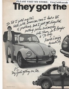Orig. 1973 Volkswagen Beetle two page vintage print ad: "They got the bug again
