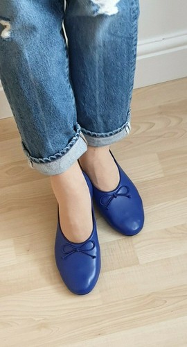 ZARA BLUE BALLERINAS/flat shoes/ WITH BOW SIZE UK 6 EU 39 | eBay