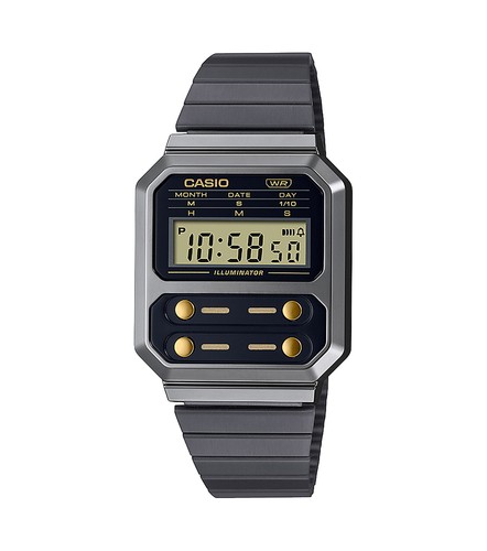 Casio Vintage Digitaluhr Armbanduhr Metallband A100WEGG-1A2EF