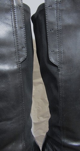 NWOB Tahari Gomma Black Leather & Stretch Fabric Heels Knee High Boots SZ 6.5 M - Picture 13 of 19