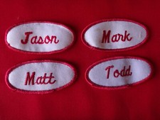 4 Work Clothing Red Color Name Tape Patches: ...