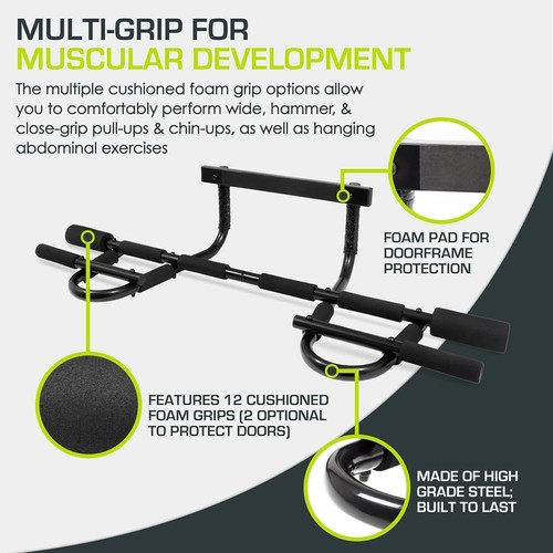 Portable Wall-Mounted Pull-Up Bar with 12 Grips for Ultimate Home Workouts - Picture 6 of 8