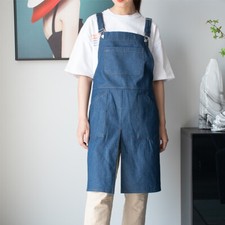 Unisex Japanese Denim Apron Craft Baking Chefs Kitchen Cooking Cafe BBQ Wear