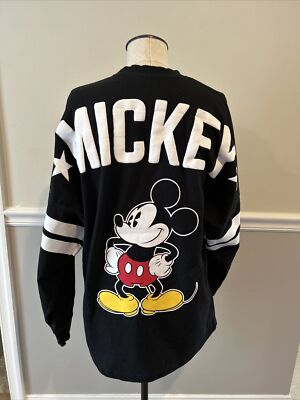 Disney Mickey Mouse Varsity Jersey Long Sleeve Black Size Small