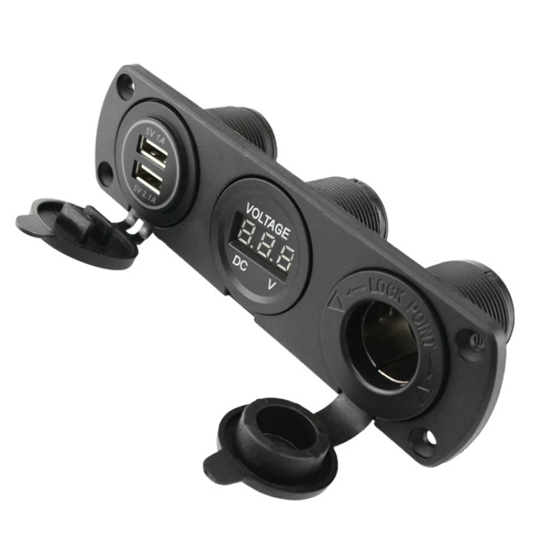 Cargador de encendedor de cigarrillos de coche 12-24 V enchufe adaptador doble USB voltímetro coche barco Foto 2 de 4