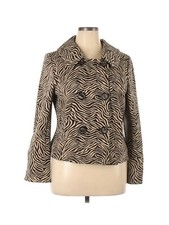 Brown Tan Fall Chaus Jacket Short Peacoat Tiger Print Animal Pattern 16