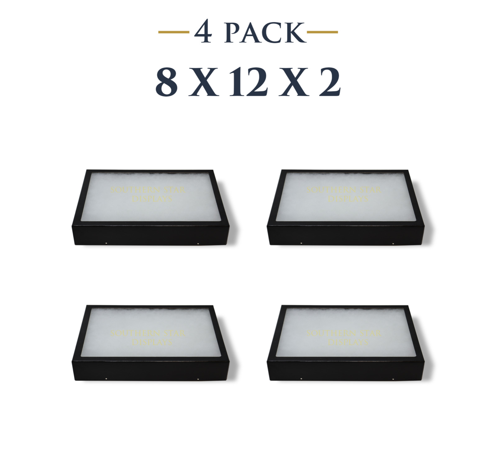 4 Pack of 8 x 12 x 2 Riker Display Cases Boxes for Collectibles Arrowheads