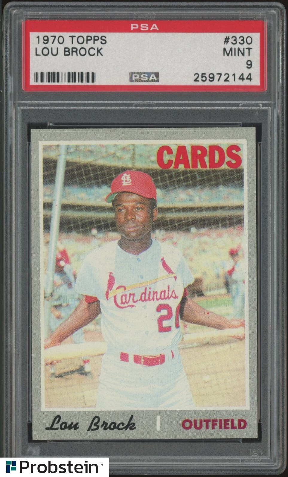 1970 Topps #330 Lou Brock St. Louis Cardinals HOF PSA 9 MINT " WELL CENTERED "